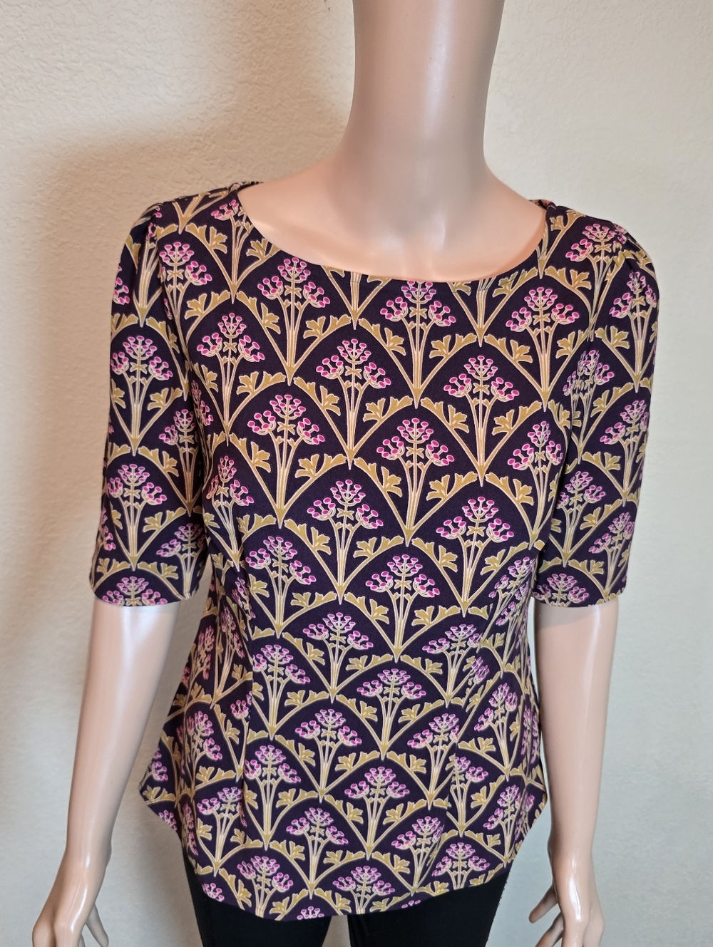 Boden Short Sleeve Floral Multicolor Blouse Top Size 4 - Picture 4 of 11